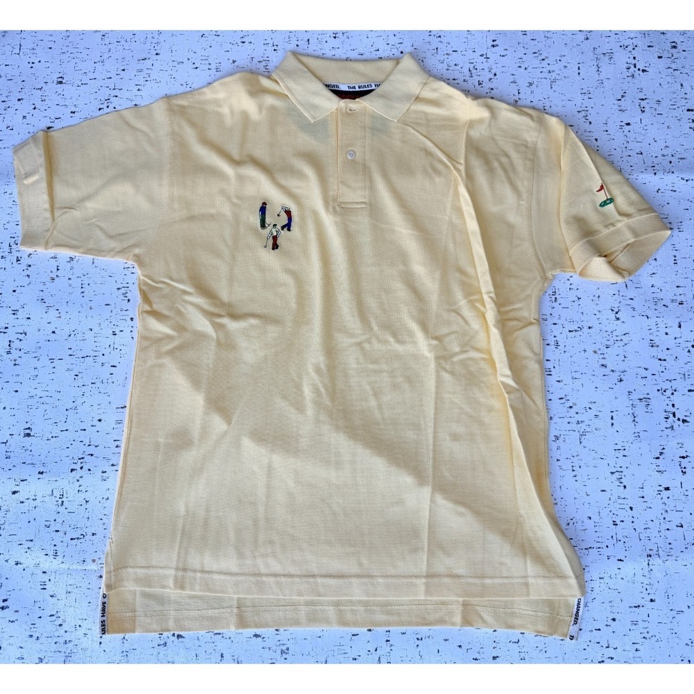 VTG Pivot Rules Men's Golf Polo Shirt Yellow Short Sleeve Size M Classic Style